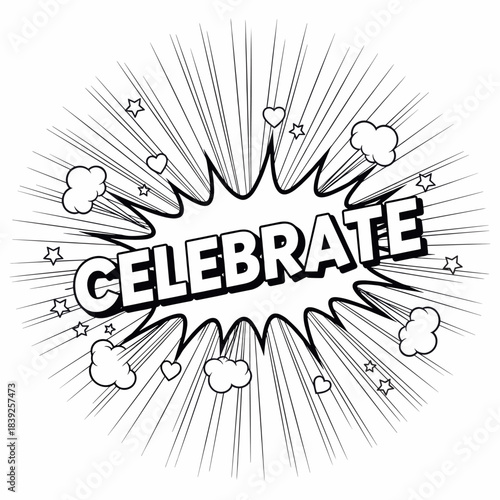 Celebrate comic-style explosion graphic