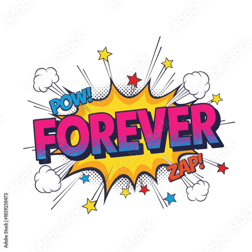 Comic book style explosion and onomatopoeia