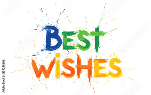 Vibrant "Best Wishes" brush lettering design