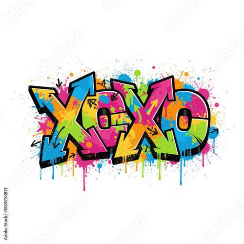 Graffiti style vibrant "XOXO" word art