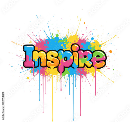 Inspire graffiti-style colorful letters on paint splashes