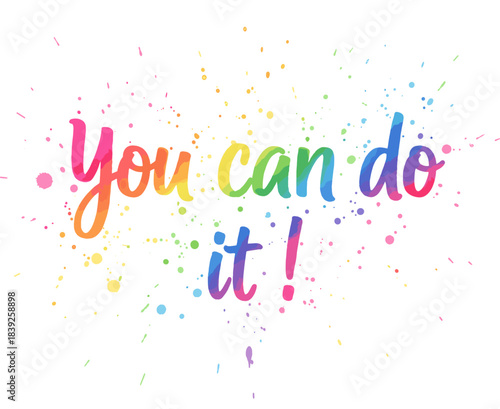 Motivational phrase "You can do it!" colorful text design