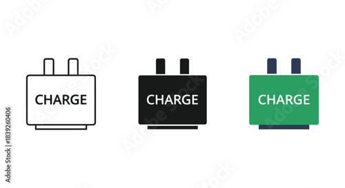 Charge icon battery power electric energy supply symbol flat vector illustration design element