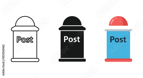 Post icon set vector illustration message symbol public column three variations