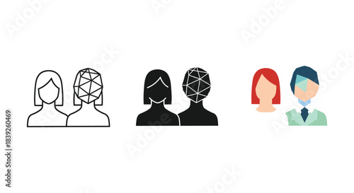 User research icon set vector illustration anonymous person symbol data privacy three variations