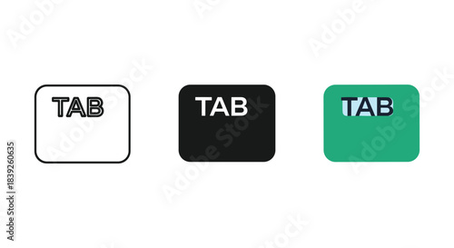 Tab keyboard button icon symbol design element for computer interface input navigation function key.