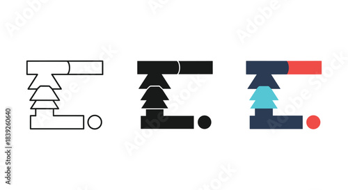 Abstract geometric mechanism icon logo symbol design element illustrating engineering structure or system part.