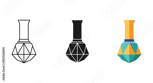 Traditional spinning top toy icon featuring a faceted diamond base and cylindrical upper column structure design.
