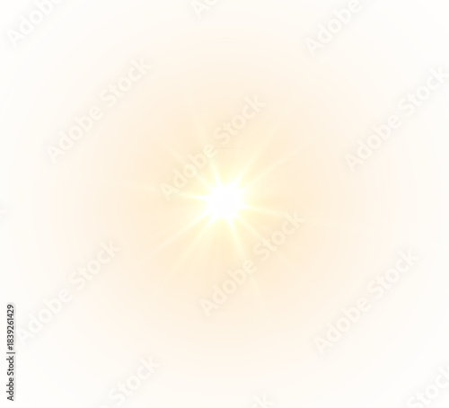 Radiant PNG Sunburst Overlay with Gold Flare on transparent background