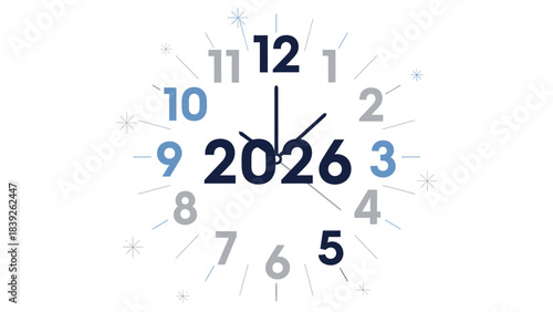 New year countdown clock showing 2026 midnight celebration template.