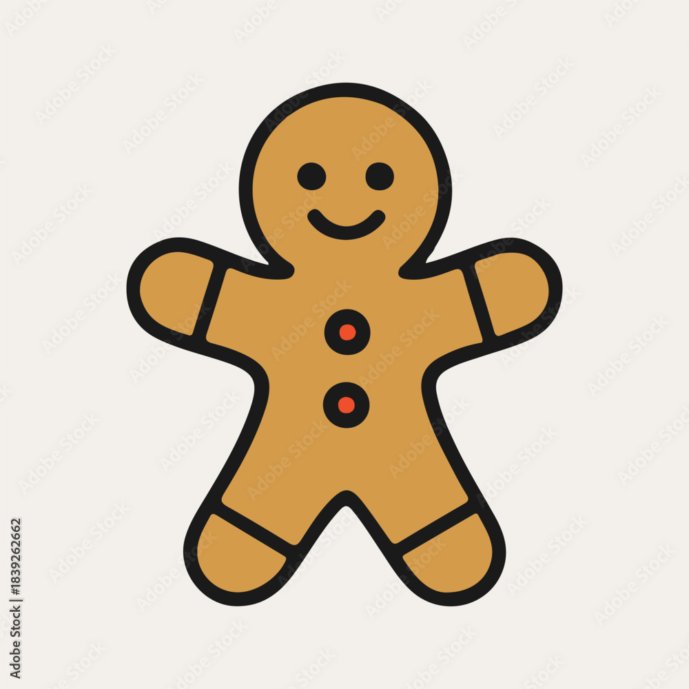 Obraz premium Christmas object ginger cookie vector illustration. Hand drawn simple graphic elements
