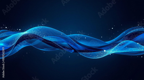 Waving blue lines. Abstract technology background.