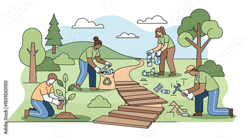 Community Environmental Cleanup and Reforestation Effort in Green Nature Setting