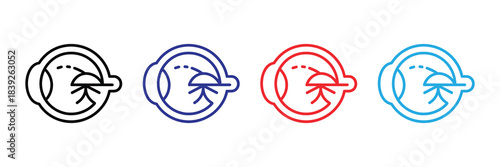 A series of four circular line icons depicting a baby footprint within a circular frame shown in varying colors