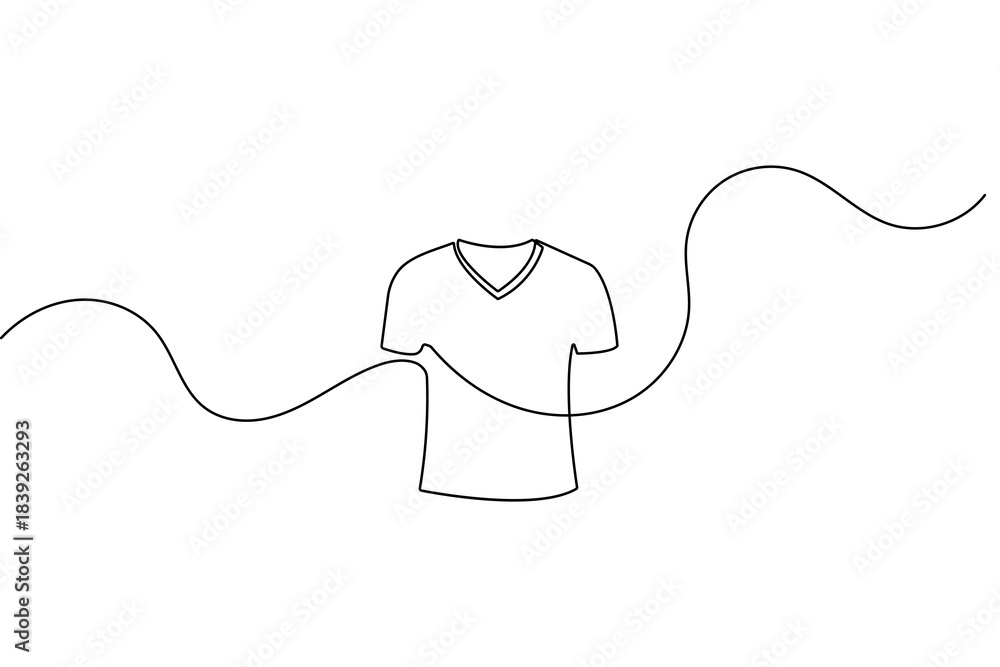 Obraz premium Continuous line art drawing of a v-neck t-shirt apparel vector