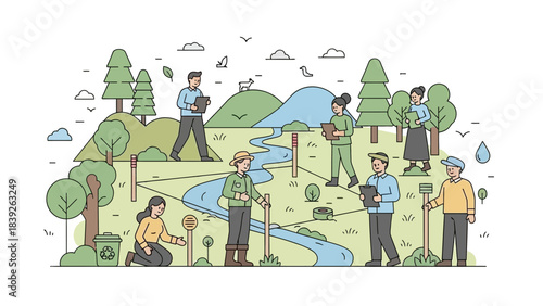 community conservation and environmental awareness in a lush natural setting