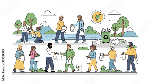 Community Environmental Campaign with People Participating in Sustainable