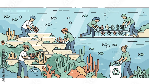 community effort focused on marine ecosystem restoration and waste cleanup