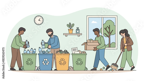 community recycling activity promoting environmental awareness and teamwork