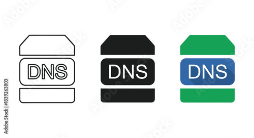 Dns server icons in different colors and styles