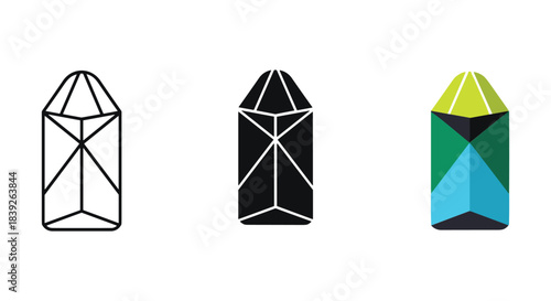 Geometric shapes evolution from simple line art to colorful design