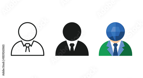Three business professionals represented in different styles