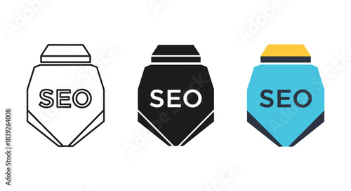 Search engine optimization badge icons set