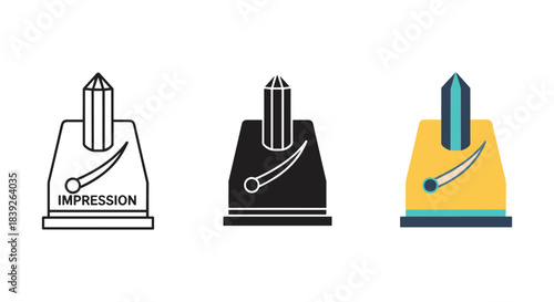 Three variations of nail impression icon in different colors