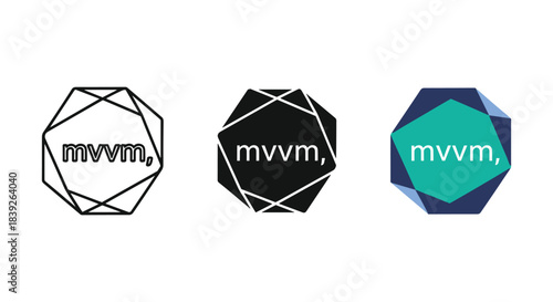 Mvvm logo design variations on white background