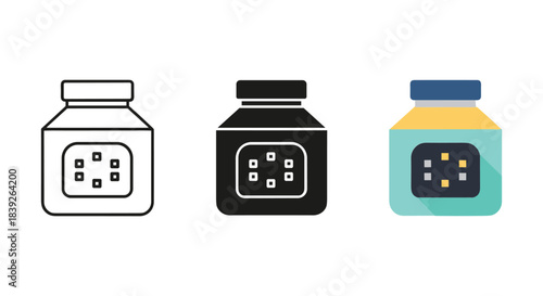 Collection of three different spice jars with various designs