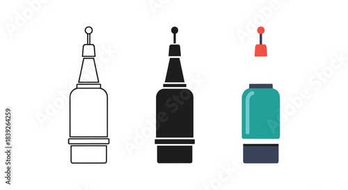 Nail polish bottle illustrations in different styles