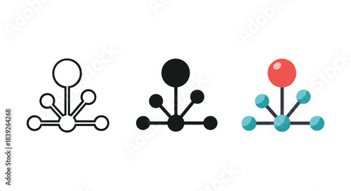 Molecular structure icons in various colors and styles