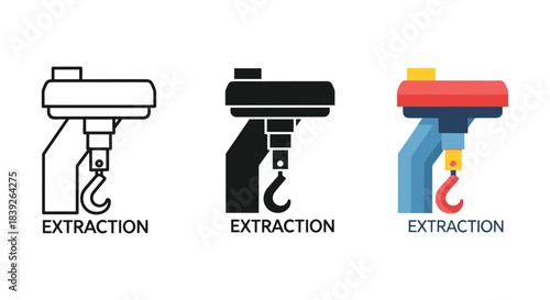 Crane hook extraction icons in different styles