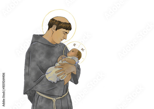 Fotografie Francis of Assisi and the infant Jesus