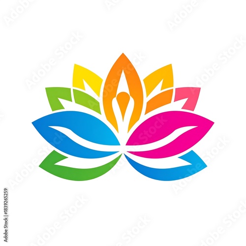 Colorful floral design depicting a lotus flower