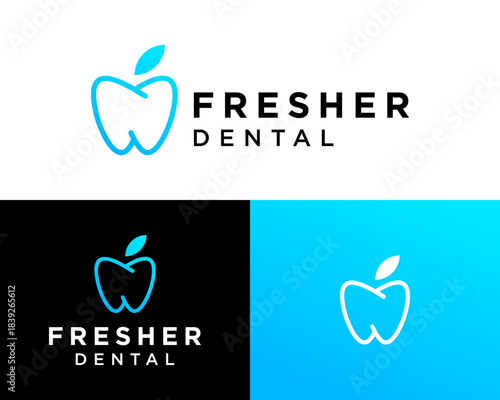 Modern Dental Clinic Logo featuring Apple and Tooth Symbol