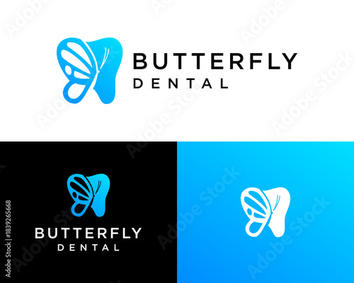 Modern Butterfly Dental Logo with Gradient Tooth Icon