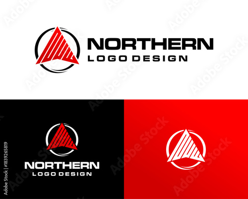 Modern Northern Logo Design featuring a Bold Red Triangle Emblem