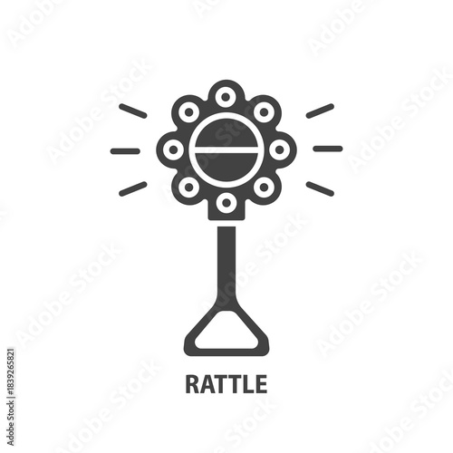 Baby rattle glyph icon. Kid toy vector symbol.