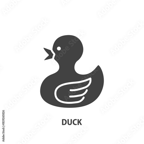 Duck glyph icon. Baby toy vector sign. Vector illustration.