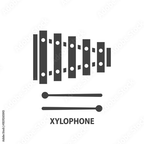 Xylophone toy glyph icon. Musical instrument symbol. Vector illustration.