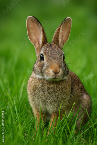 cute rabbit in the green grass AI generated