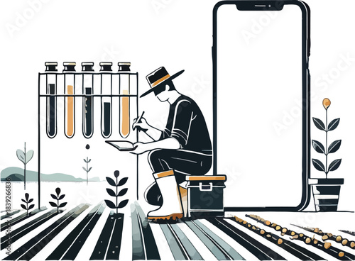 Farmer Using Technology in Field agriculture crops