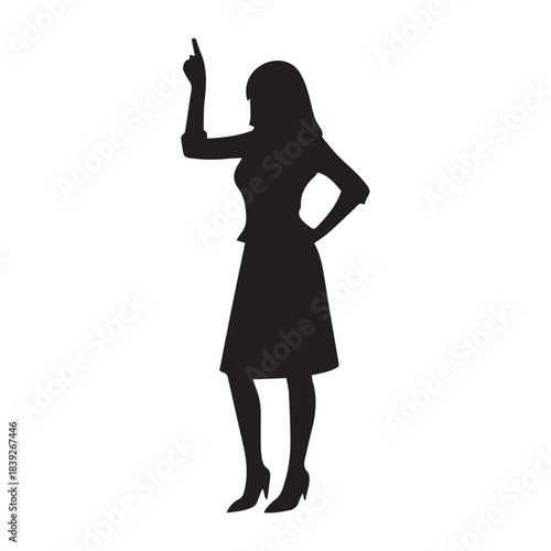 silhouette of a woman pointing something