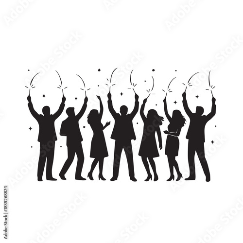 People Holding Sparklers Silhouette