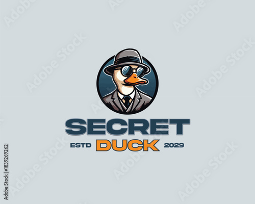 detective spy duck mascot logo template
