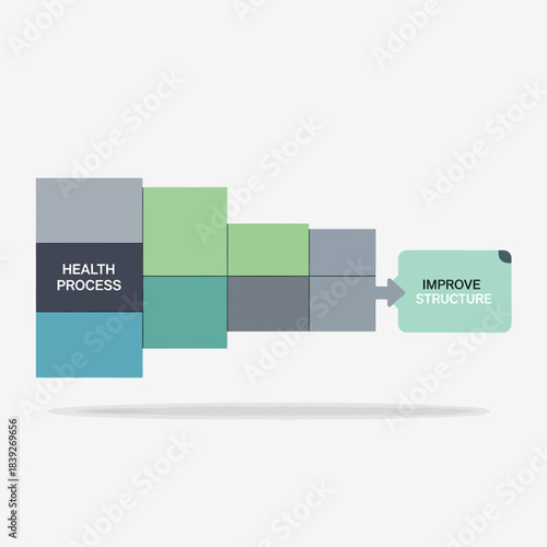 Health process evolving into improved structure with a conceptual flow diagram