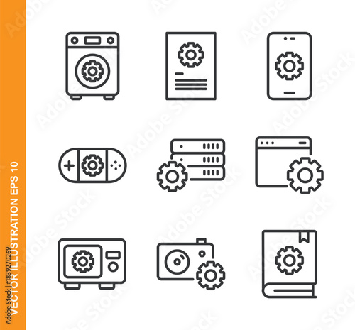 Setup line icons- Mini collection and editable stroke series icon