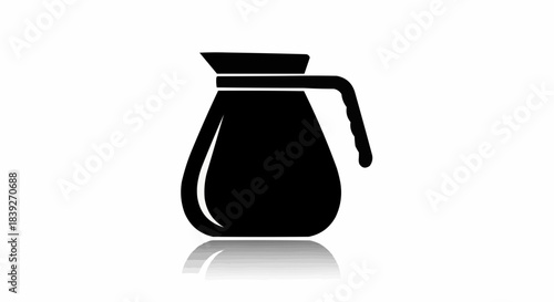 A black silhouette icon of a pitcher or carafe with a handle and a spout, casting a reflection on a white background.