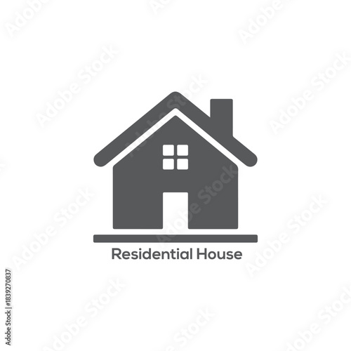 Residential House Icon: Simple Single-Family Home Silhouette Vector for Real Estate, Property Management, and Housing Market
